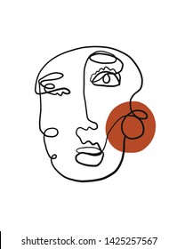 contemporary portraits simple line illustration, abstract face drawing aesthetic, surrealistic graphic style, beauty vintage vogue concept