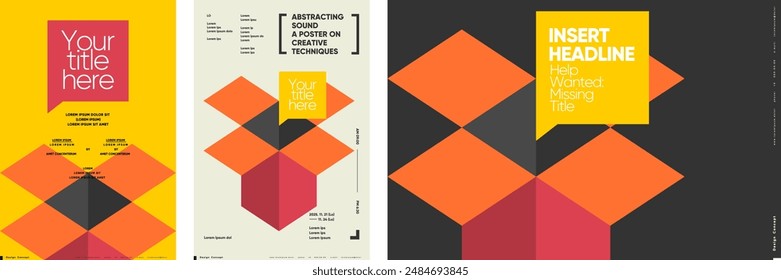 Una colección de póster contemporáneo con Formas geométricas audaces y títulos personalizables. El diseño combina Elementos minimalistas con colores vibrantes.