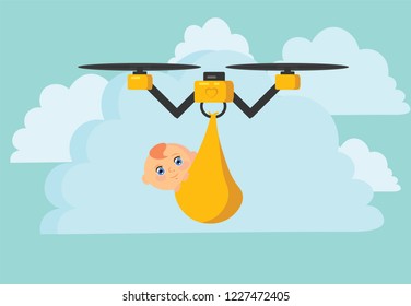 Contemporary pregnancy, getting children, prolonging the family, where do the children come from? Modern Stork, the dron is delivered by the child.