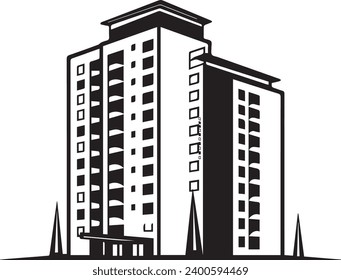 Contemporary Residential Building Icon black and white (4)