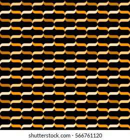 Contemporary ribbon / curly bracket pattern - seamless editable repeating vector background wallpaper (orange)
