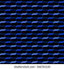 Contemporary ribbon / curly bracket pattern - seamless editable repeating vector background wallpaper (blue)