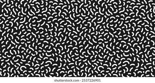 A contemporary seamless pattern with abstract doodles in a striking black and white color scheme. Perfect for modern textiles, wallpapers, digital backgrounds, and creative projects.