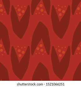 Contemporary seamless pattern with abstract geometric shapes and floral leaves. Modern collage style red flower background. Surface pattern design for fabric, digital scrapbooking, wallpaper