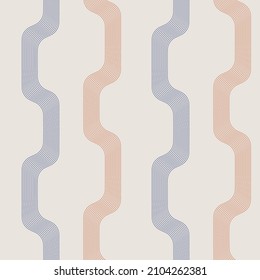 Contemporary seamless pattern with aesthetic abstract shapes and lines. Mid Century minimalist bohemian design with geometric simple elements for print, poster, background. Vector illustration
