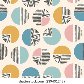 Contemporary seamless pattern with aesthetic hand drawn abstract shapes and geometric elements.