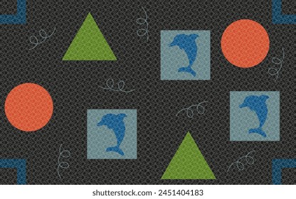 Zeitgenössisches nahtloses Musterdesign mit trendigen geometrischen organischen Formen, Doodle-Elementen und Grunge-Noise-Textur. Klassische Y2K Vektorgrafik Ästhetik. EPS 10 