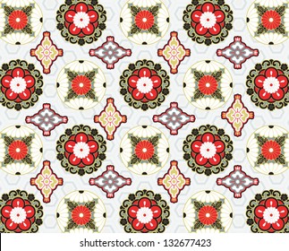 Contemporary seamless pattern made from traditional Japanese motifs