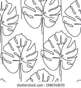 Contemporary seamless pattern with monstera leaves. Texture for textile, packaging, wrapping paper, social media post