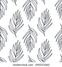 Contemporary seamless pattern with palm leaves. Texture for textile, packaging, wrapping paper, social media post