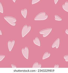 Patrón contemporáneo sin fisuras con corazones rosados. Para el cumpleaños, el día de San Valentín, el día de la señora, el de los padres. Diseño moderno para ropa, tela, papel, cubierta, decoración interior. Textura vectorial. EPS 10