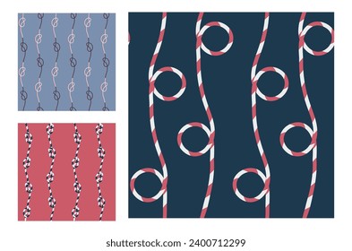 Contemporary seamless pattern set. Marine concept. Modern design for clothes, fabric, paper, cover, interior decoration, background, banner, card, poster, book, notebook, exercise book. Vector.