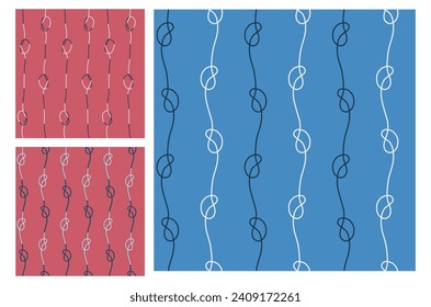 Contemporary seamless pattern set. Marine concept. Modern design for clothes, fabric, paper, cover, interior decoration, background, banner, card, poster, book, notebook, exercise book. Vector.