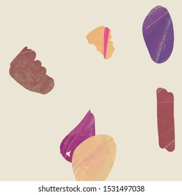Contemporary shapes poster. Freehand texture. Hand painted unusual background. 