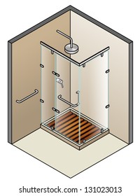A contemporary shower cubicle.
