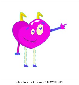 Contemporary smile in retro comic style. Psychedelic emotions smile character. Modern retro abstract design. Happy face. Heart character emoji
