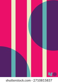 Rejilla De Rayas Contemporánea, Diseño Limpio Con Círculos De Doble División De Color.
