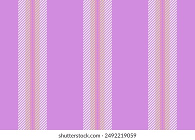 Contemporary stripe textile vector, hunter lines fabric seamless. Premium texture vertical pattern background in purple and white colors palette.