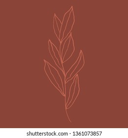 Contemporary style design with hand drawn botanical element in trendy warm color palette. Square social media post template, greeting card, modern wall art.