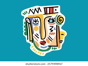 A contemporary style face illustration with an abstract cubism approach.