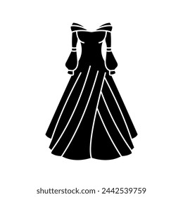 contemporary style wedding dress vector icon