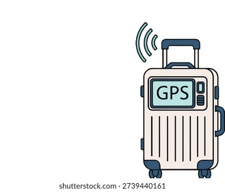 A contemporary suitcase featuring a built-in GPS device and antenna, indicating its capability for tracking and navigation during travel.