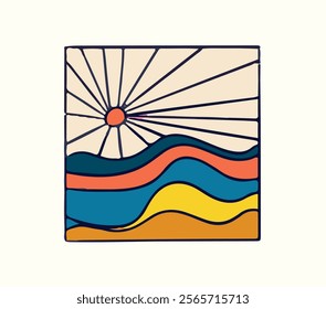 Contemporary Sunset and Mountains Design
