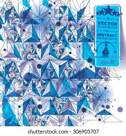 Construcción moderna y elegante, fondo dimensional abstracto con figuras geométricas. 3d visión ilusoria cubriendo, ilustración vector eps10. Arte artístico y telón de fondo de la tecnología de internet.