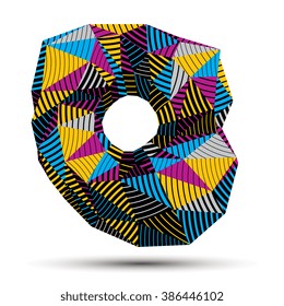 Contemporary technology bright stylish architectural construction, abstract 3d colorful striped vector figure.