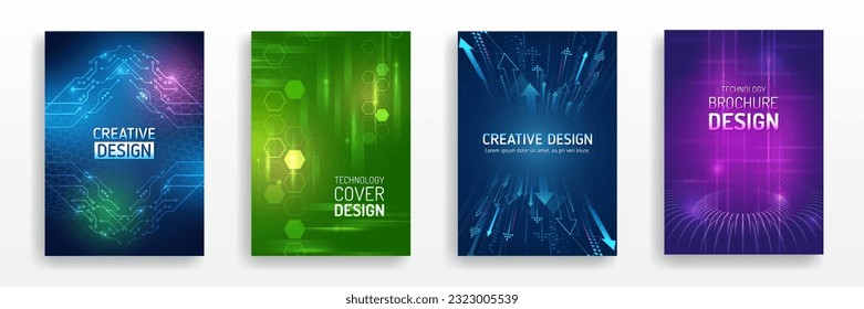 Contemporary technology cover design. Brochure digital template. Abstract digital certificate, high-tech layout for presentation medicine and science. Modern posters are suitable for business webinars