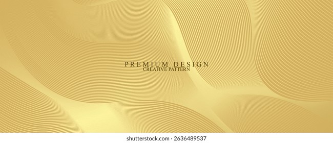 Conjunto de design de tampa de tecnologia contemporânea. Padrão de linha de fundo de ouro de luxo (curvas guilhochadas). Fundo de tecnologia vetor dourado premium para modelo de negócios, certificado digital