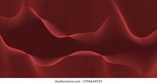 Contemporary technology cover design set. Luxury background with red line pattern (guilloche curves). Premium vector tech backdrop for business layout, digital certificate, formal brochure template