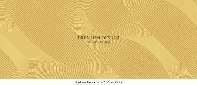 Contemporary technology cover design set. Luxury gold background line pattern (guilloche curves). Premium golden vector tech backdrop for business template, digital certificate