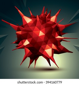 Contemporary technology red stylish dimensional object, bright abstract 3d figure.