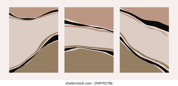 Contemporary templates with abstract shapes modern mid century boho style.