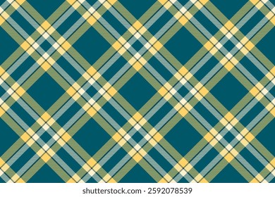 Contemporary texture vector check, colour pattern fabric textile. Picnic blanket plaid background tartan seamless in cyan and amber colors palette.