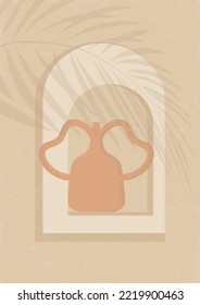 Contemporary textured art poster with vase in window.