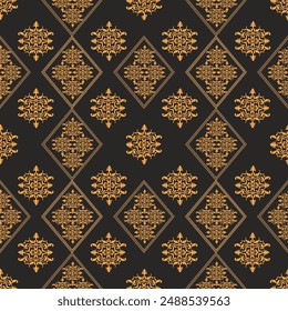 Contemporary Thai vector textile patterns often feature intricately interconnected motifs, such as detailed floral designs with balanced proportions and delicate decorations throughout.