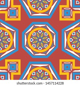 contemporary three colors asian floral pattern on red