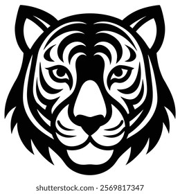 Contemporary Tiger Face Silhouette for Art