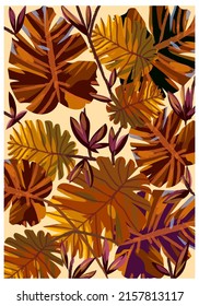 Contemporary tropical,botanical,pattern vector illustration background. Modern trendy floral, flowers, leaves, with Hawaiian motive.