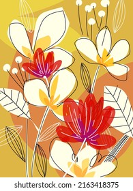 Fondo tropical contemporáneo, floral y exótico de ilustración vectorial.