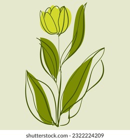 Contemporary Tulip Flower Minimalist Line Art Posters Abstract Organic Shapes and Floral Designs