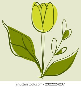 Contemporary Tulip Flower Minimalist Line Art Posters Abstract Organic Shapes and Floral Designs