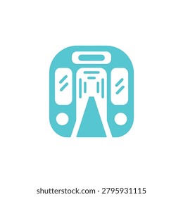 A contemporary turquoise and white bus stop icon featuring clear interior details ideal for urban planning maps transportation apps and public service visuals