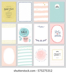 Contemporary universal cards templates. Design for invitations, posters, brochures and flyers. Also for newsletter, sale and promotional banners. Vector illustration.