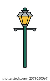 Contemporary urban lamp post with a single bright lantern