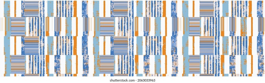 Contemporary vector art.  Modern Weathered rustic abstract texture vintage area rug, runner, scarf seamless pattern design. Digital wall,
natural painted. Geometric 
line plaid. Vector 
