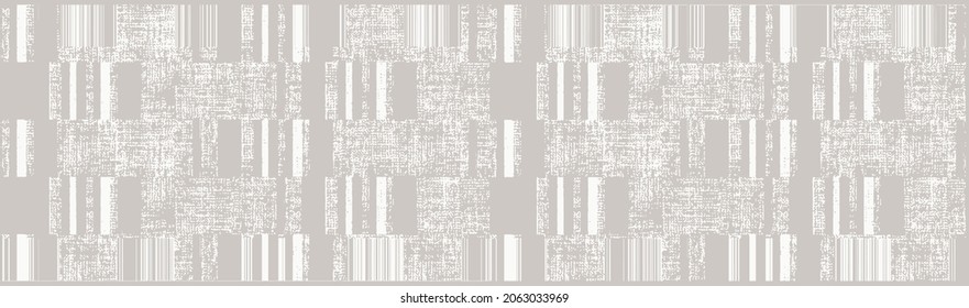 Contemporary vector art.  Modern Weathered rustic abstract texture vintage area rug, runner, scarf seamless pattern design. Digital wall,
natural painted. Geometric 
line plaid. Vector 
