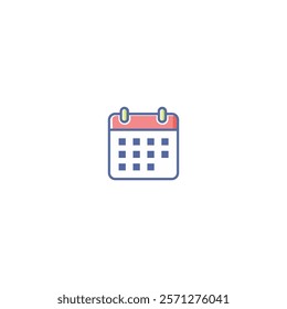 A contemporary vector calendar icon, suitable for scheduling tools, event planning, time management apps, and digital organization projects.